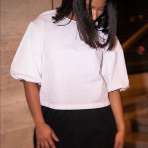 Zara White Balloon Sleeve Crop Top